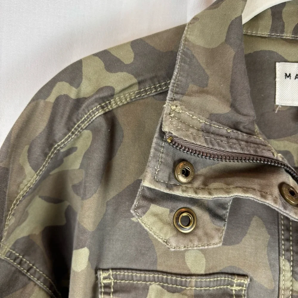 Marrakech Green and Brown Camo Utility Jacket with Cinched Waist/Hip 4 Pocket - Picture 5 of 16
